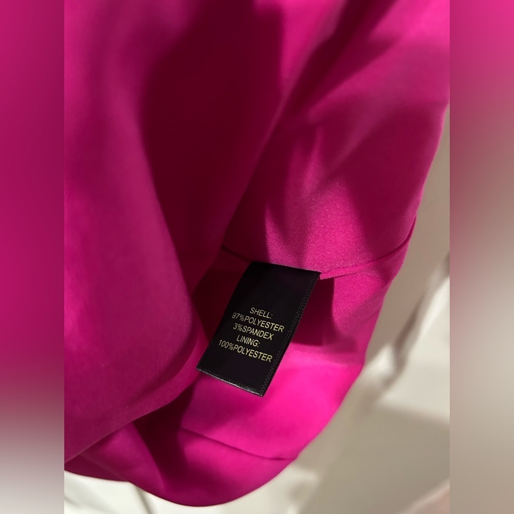 House of Harlow 1960 Randa Blazer Bright pink Satin Button sleeveless belted - Picture 5 of 7